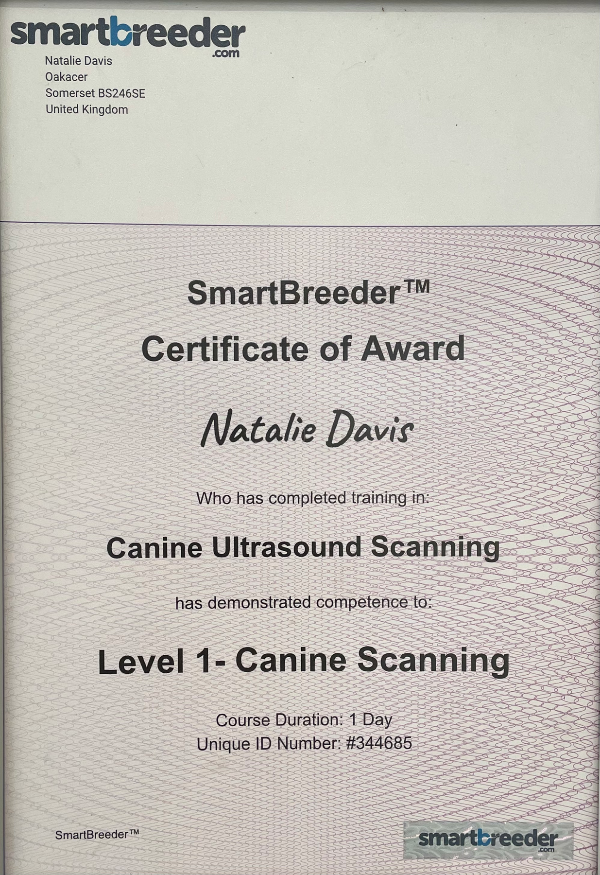 SmartBreeder Certificate